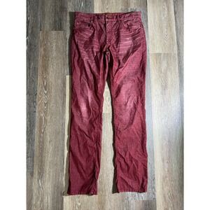 Joes Jeans Mens Burgundy Red Corduroy Straight Leg Pants 33 Waist